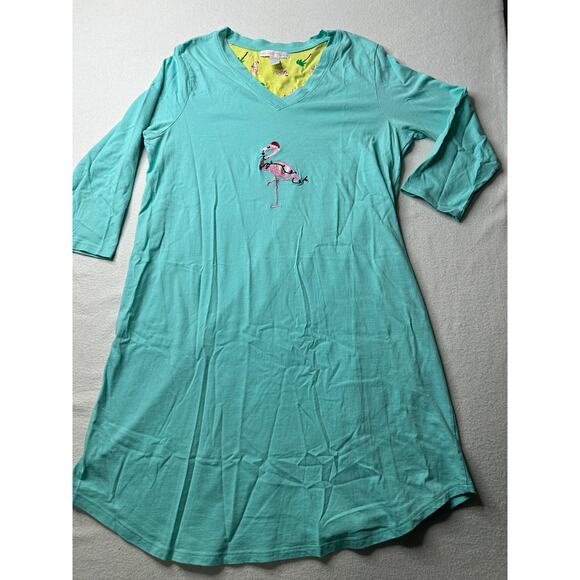 Pillow Talk Womens Flamingo Christmas Sleepwear Large Nightgown‎ Pajamas - Picture 1 of 10